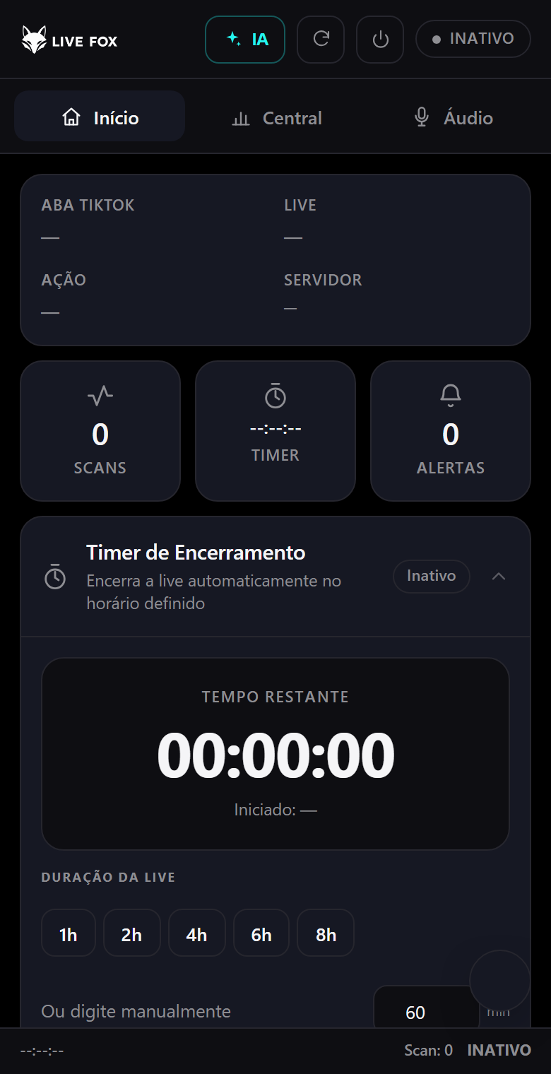 Painel da Live Fox